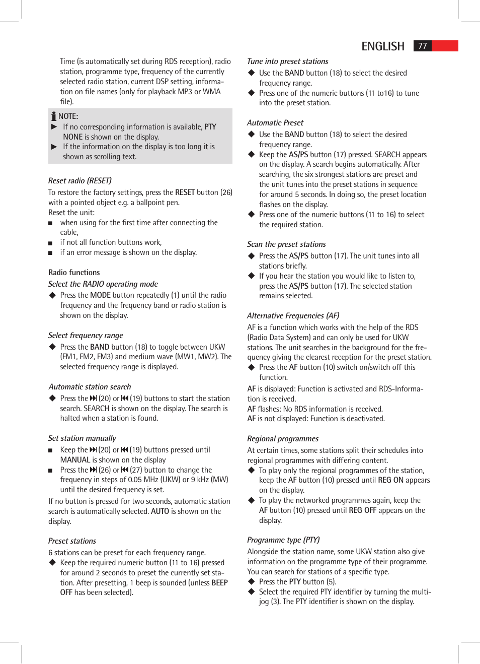 English | AEG AR 4025 BT User Manual | Page 77 / 102