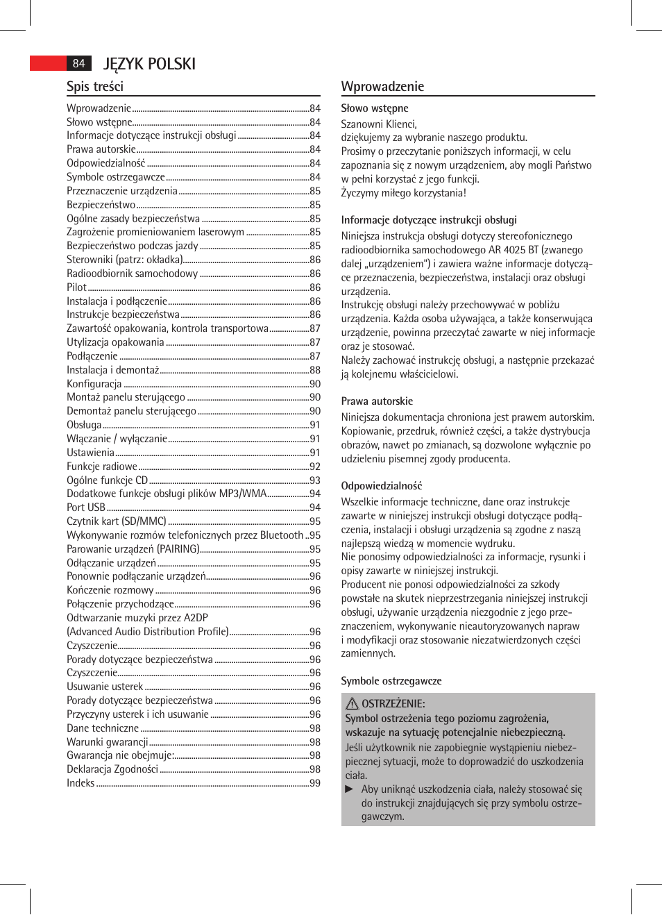 AEG AR 4025 BT User Manual | Page 84 / 102