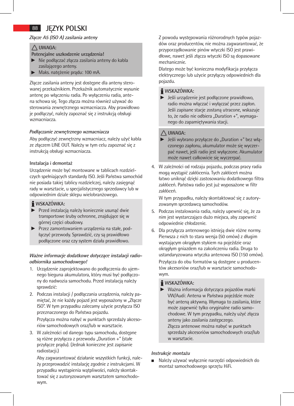 Język polski | AEG AR 4025 BT User Manual | Page 88 / 102