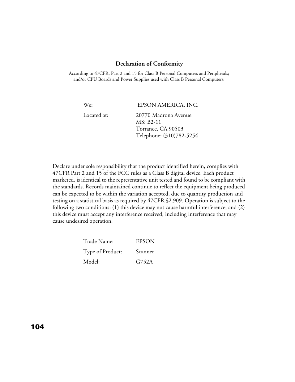 Epson 1200S User Manual | Page 111 / 113