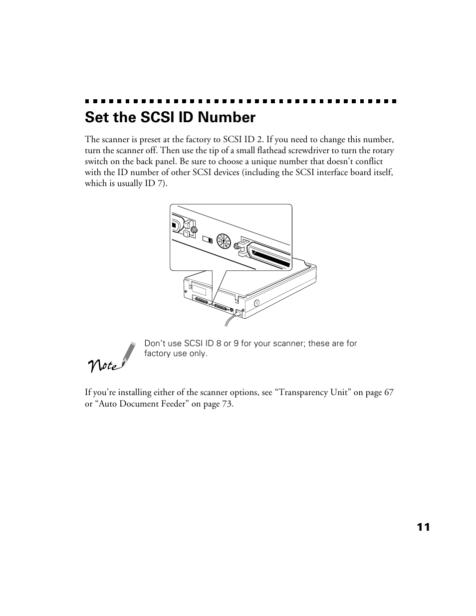 Set the scsi id number | Epson 1200S User Manual | Page 18 / 113