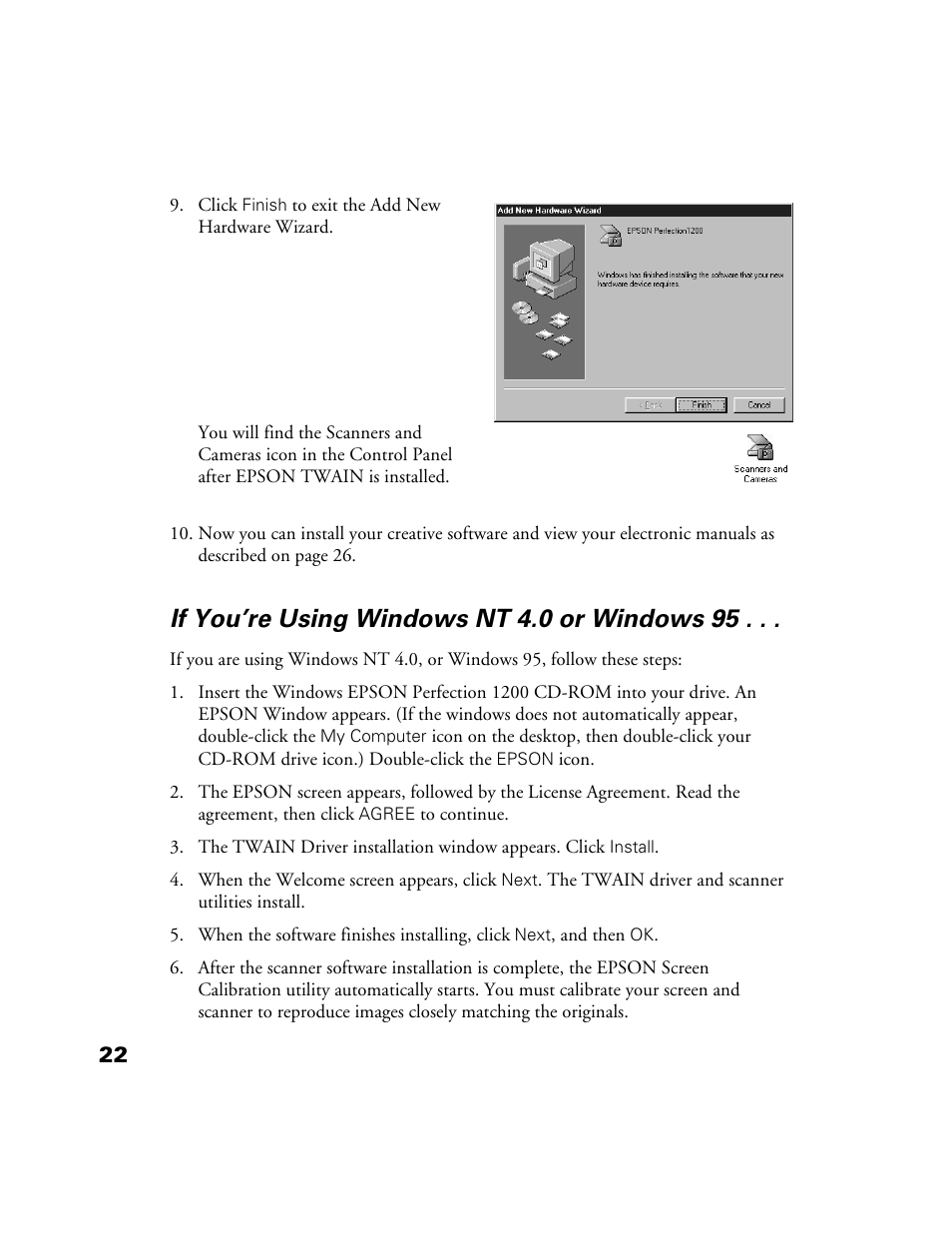 If you’re using windows nt 4.0 or windows 95, If youre using windows nt 4.0 or windows 95 | Epson 1200S User Manual | Page 29 / 113