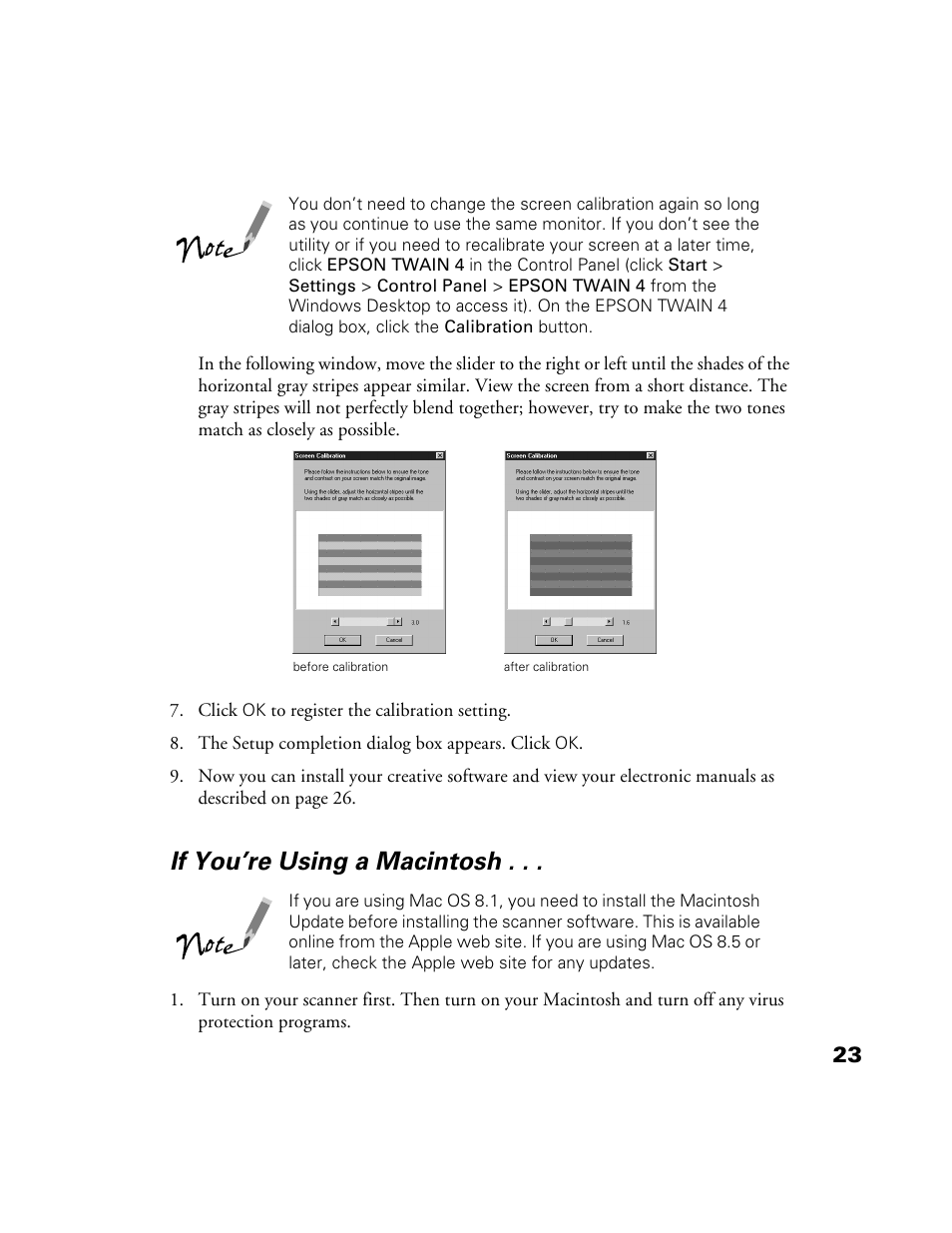 If you’re using a macintosh, If youre using a macintosh | Epson 1200S User Manual | Page 30 / 113