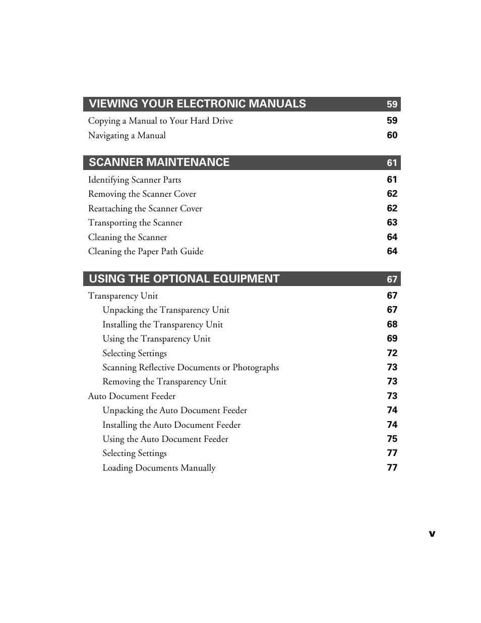 Vviewing your electronic manuals, Scanner maintenance, Using the optional equipment | Epson 1200S User Manual | Page 6 / 113