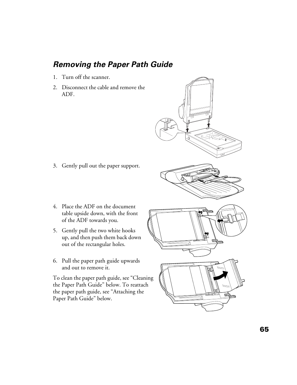 Removing the paper path guide | Epson 1200S User Manual | Page 72 / 113