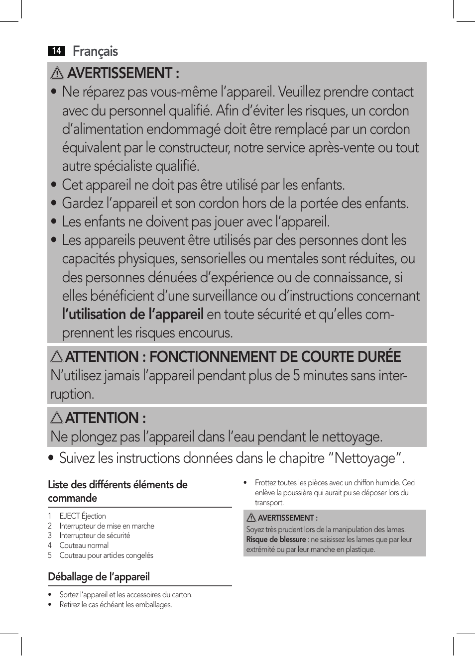 Français | AEG EM 5512 User Manual | Page 14 / 54