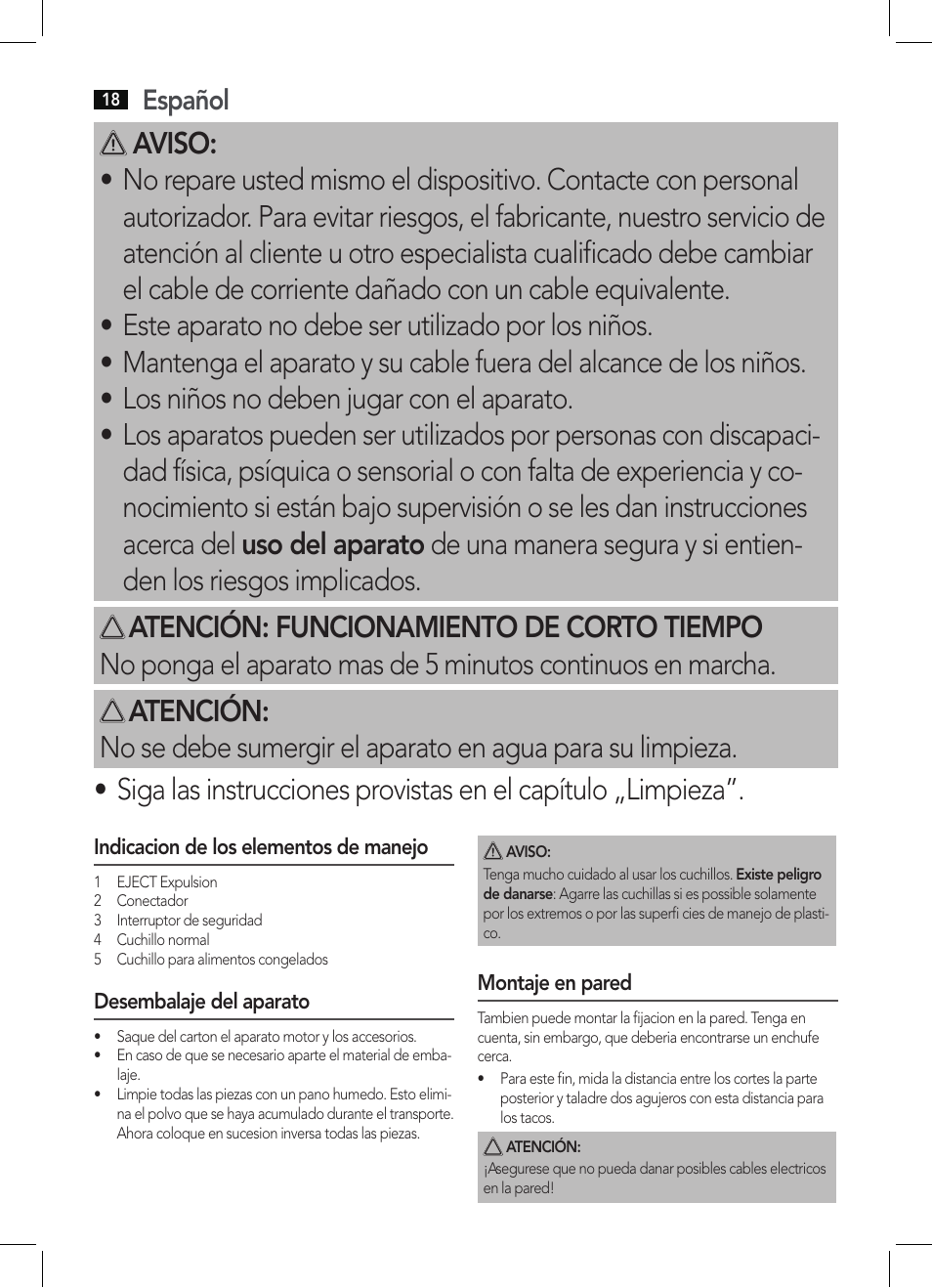 Español | AEG EM 5512 User Manual | Page 18 / 54