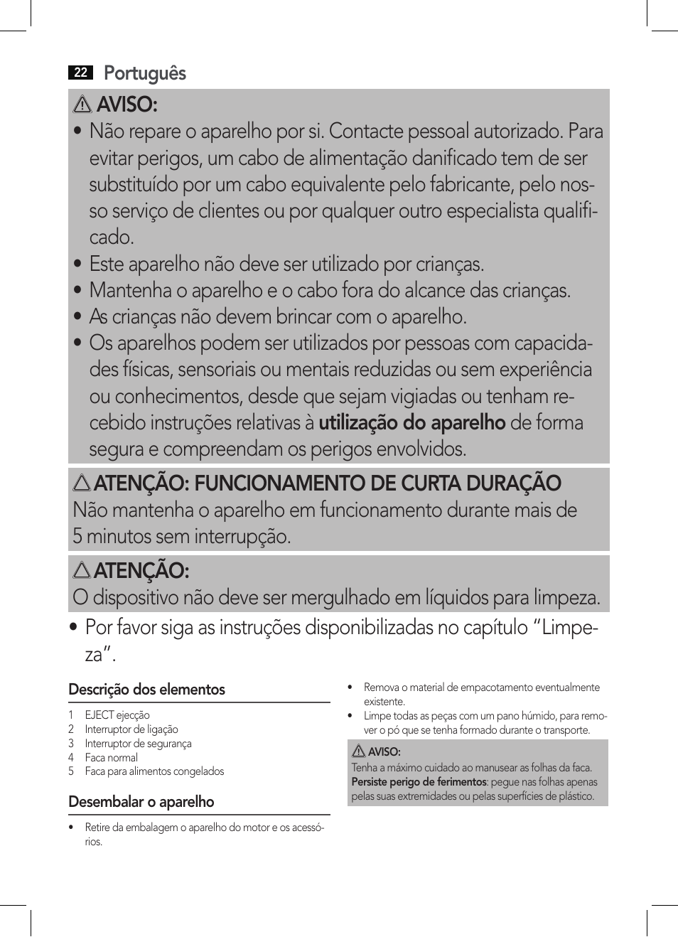 Português | AEG EM 5512 User Manual | Page 22 / 54