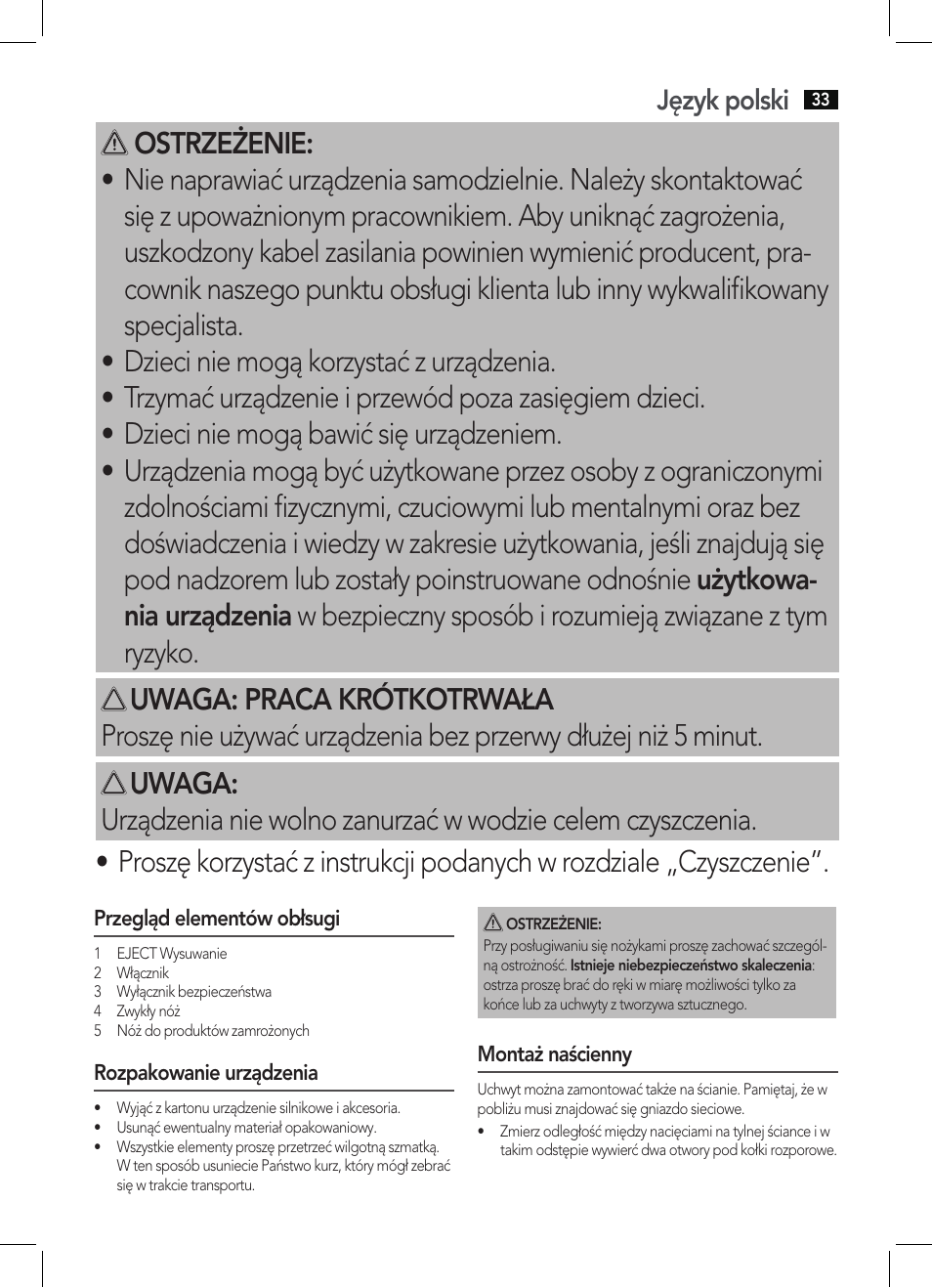 Język polski | AEG EM 5512 User Manual | Page 33 / 54