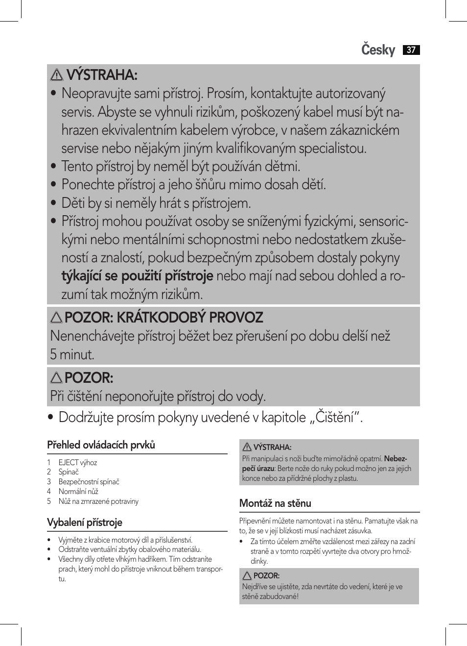 Česky | AEG EM 5512 User Manual | Page 37 / 54