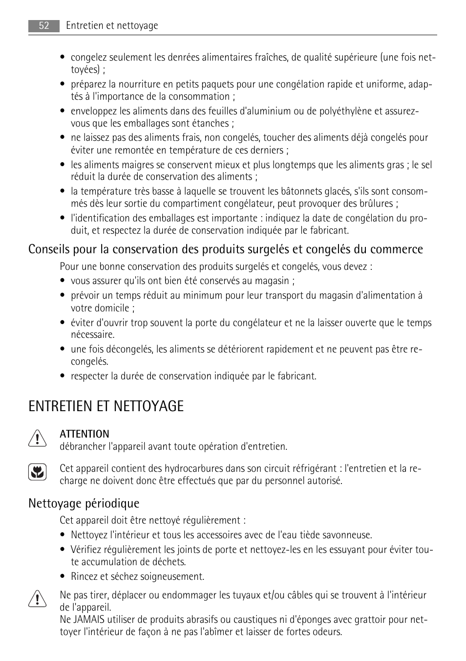 Entretien et nettoyage, Nettoyage périodique | AEG SKS81000F0 User Manual | Page 52 / 84