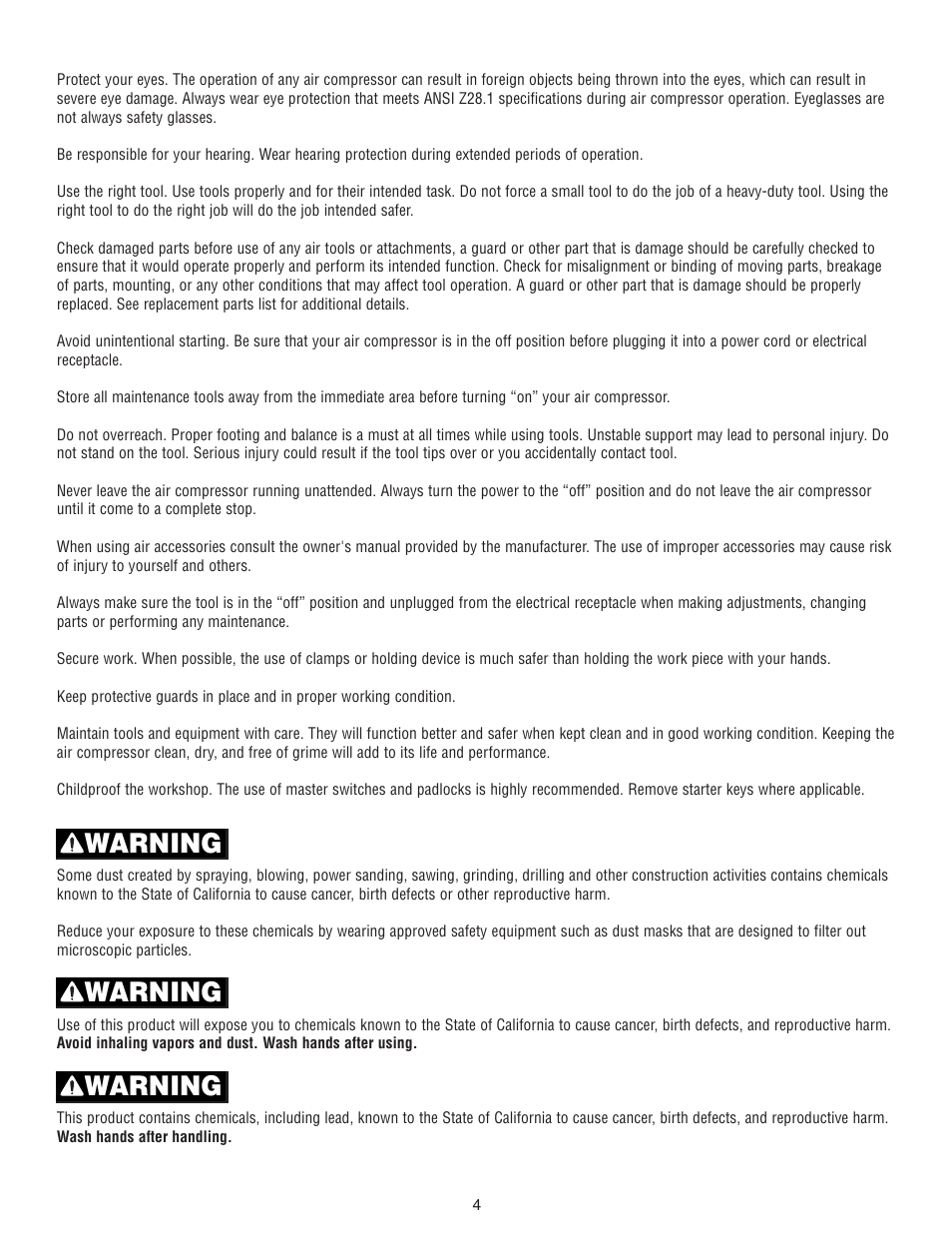 Warning | AllTrade #540025 User Manual | Page 4 / 19