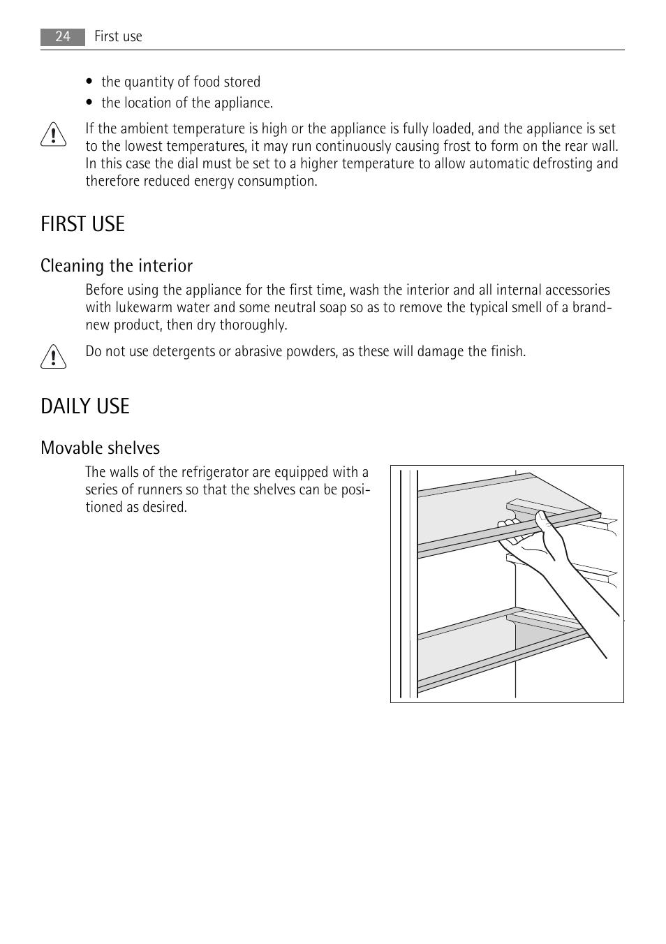 First use, Daily use | AEG S71708TSW0 User Manual | Page 24 / 72