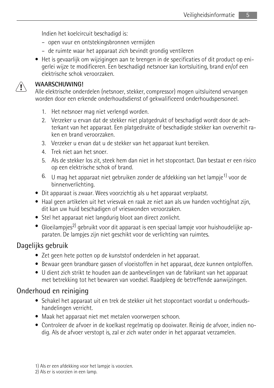 Dagelijks gebruik, Onderhoud en reiniging | AEG S71708TSW0 User Manual | Page 5 / 72
