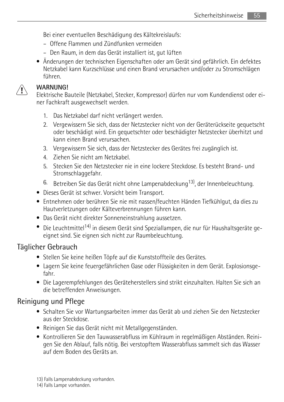 Täglicher gebrauch, Reinigung und pflege | AEG S71708TSW0 User Manual | Page 55 / 72