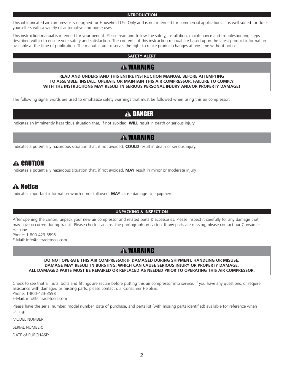 Danger | AllTrade 835534 User Manual | Page 4 / 21