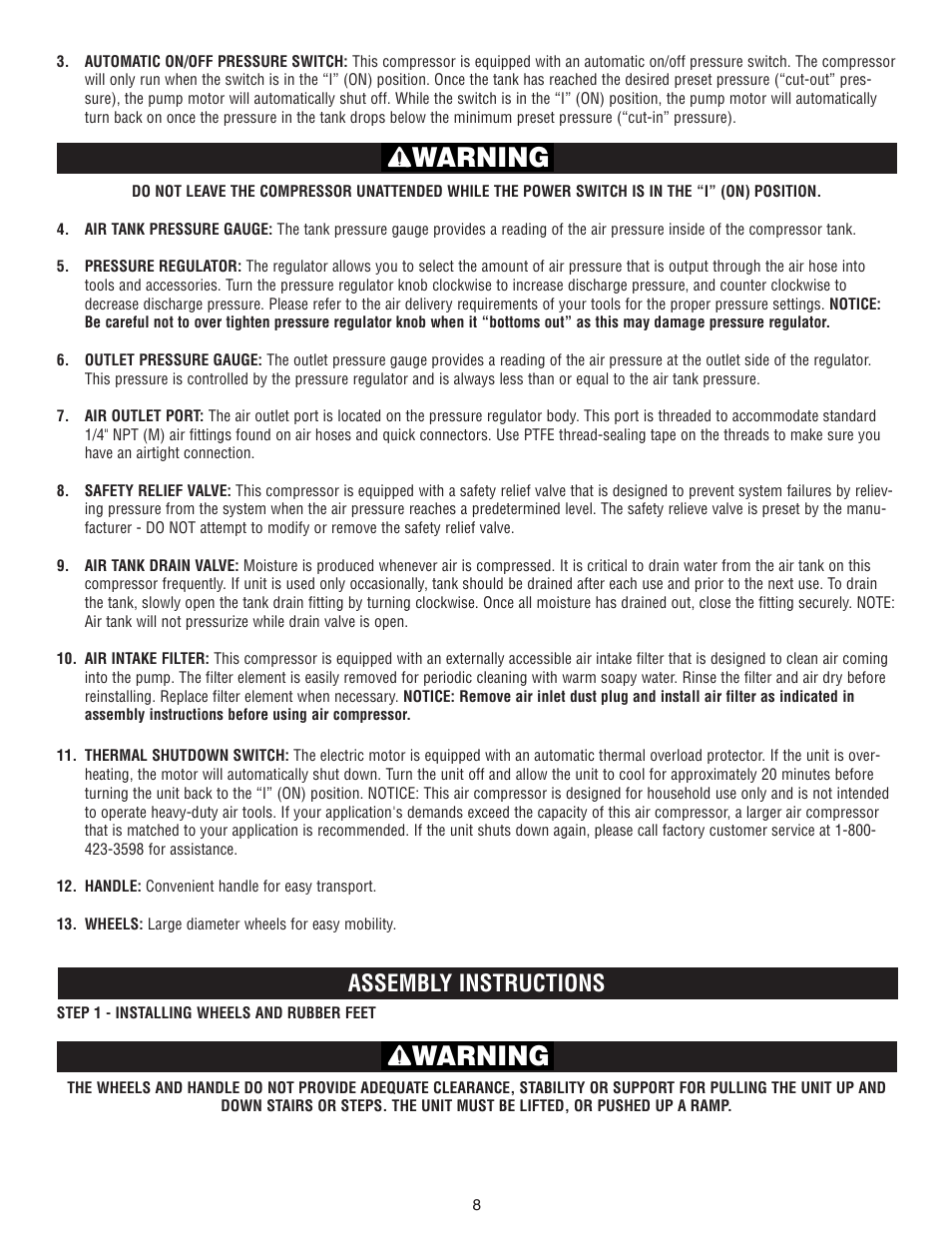 Warning, Assembly instructions | AllTrade 540010 User Manual | Page 8 / 16