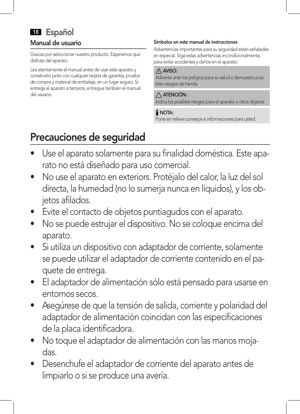 Precauciones de seguridad | AEG MM 5634 User Manual | Page 18 / 60