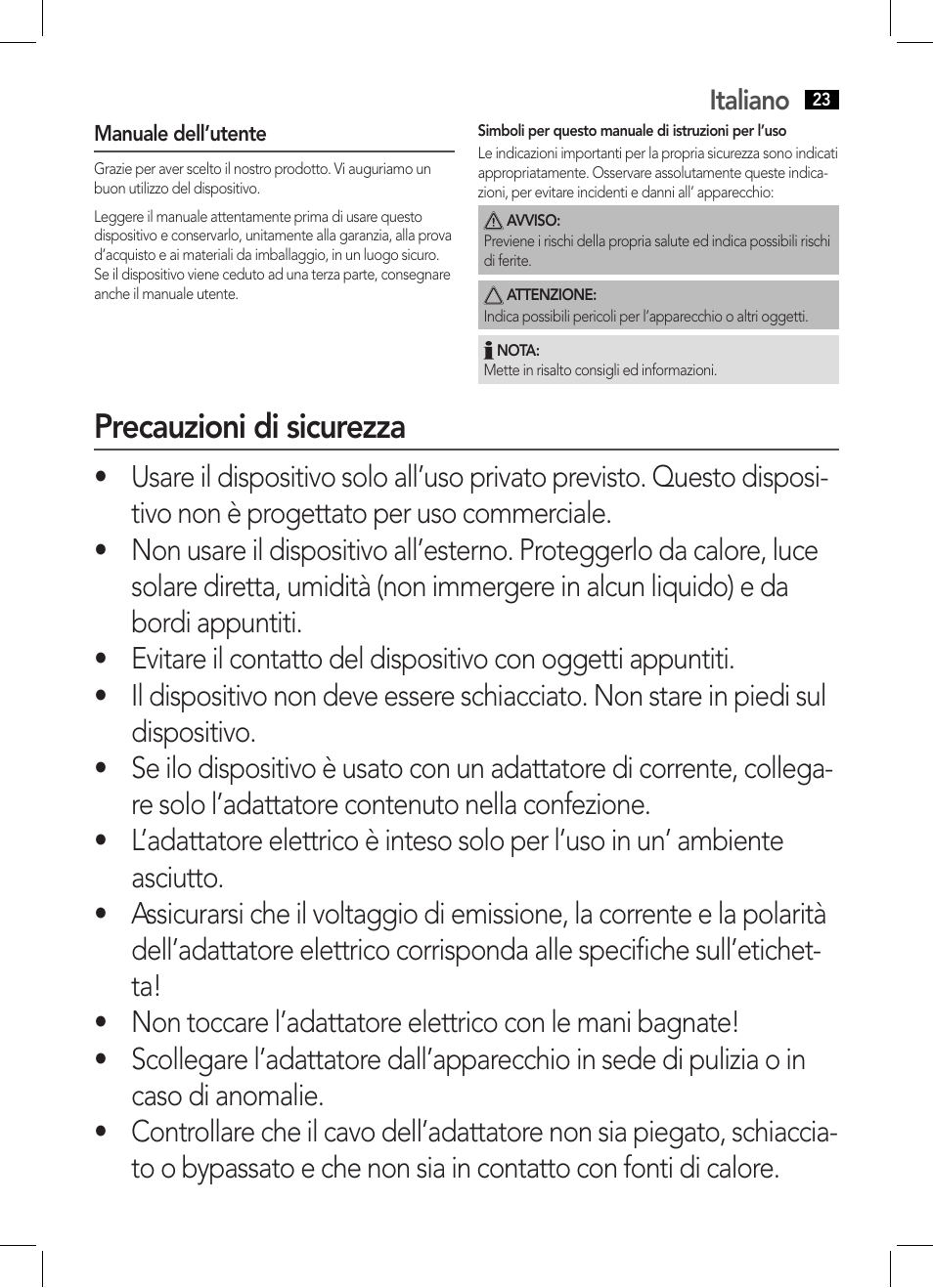 Precauzioni di sicurezza | AEG MM 5634 User Manual | Page 23 / 60