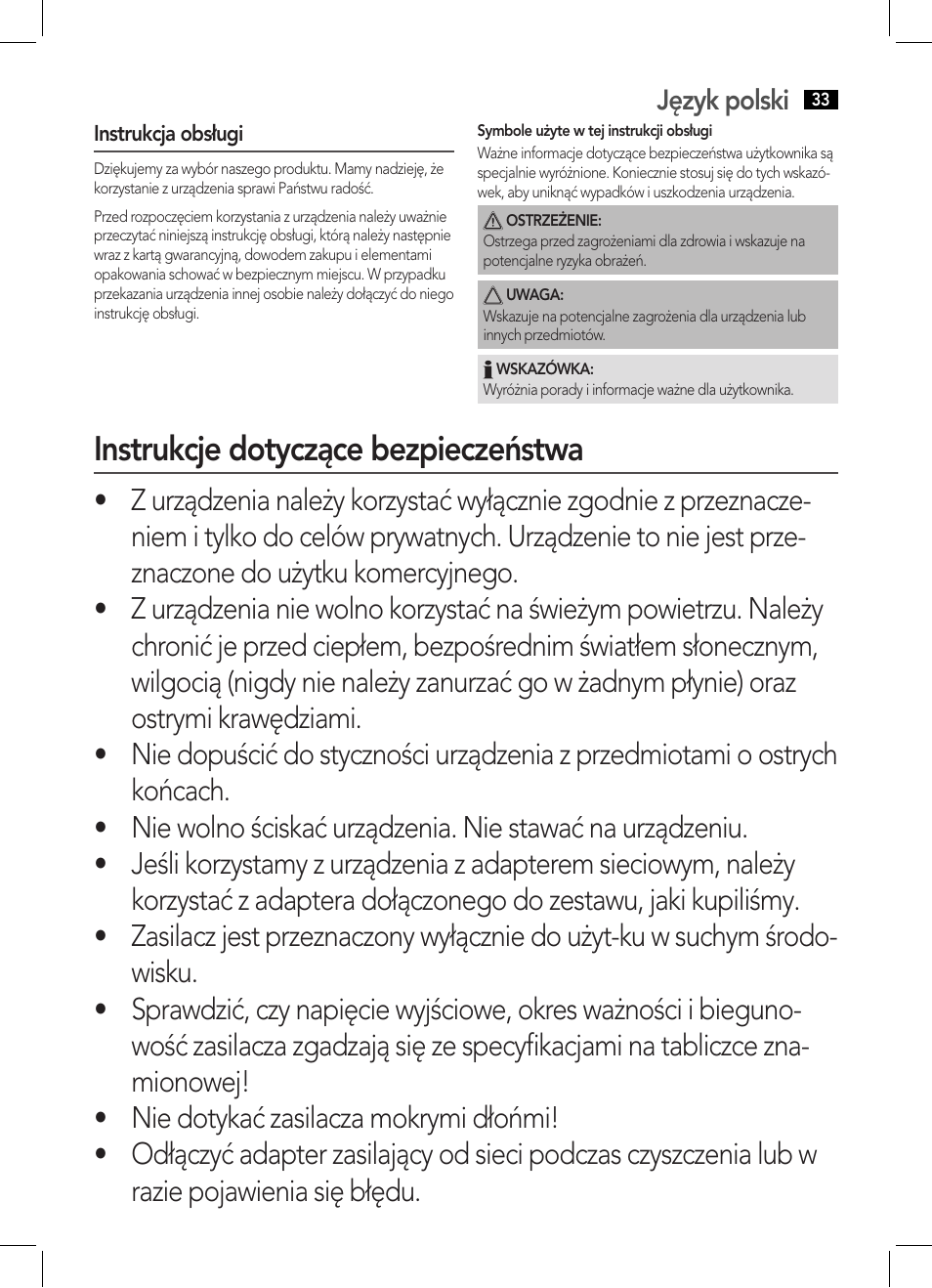 Instrukcje dotyczące bezpieczeństwa | AEG MM 5634 User Manual | Page 33 / 60