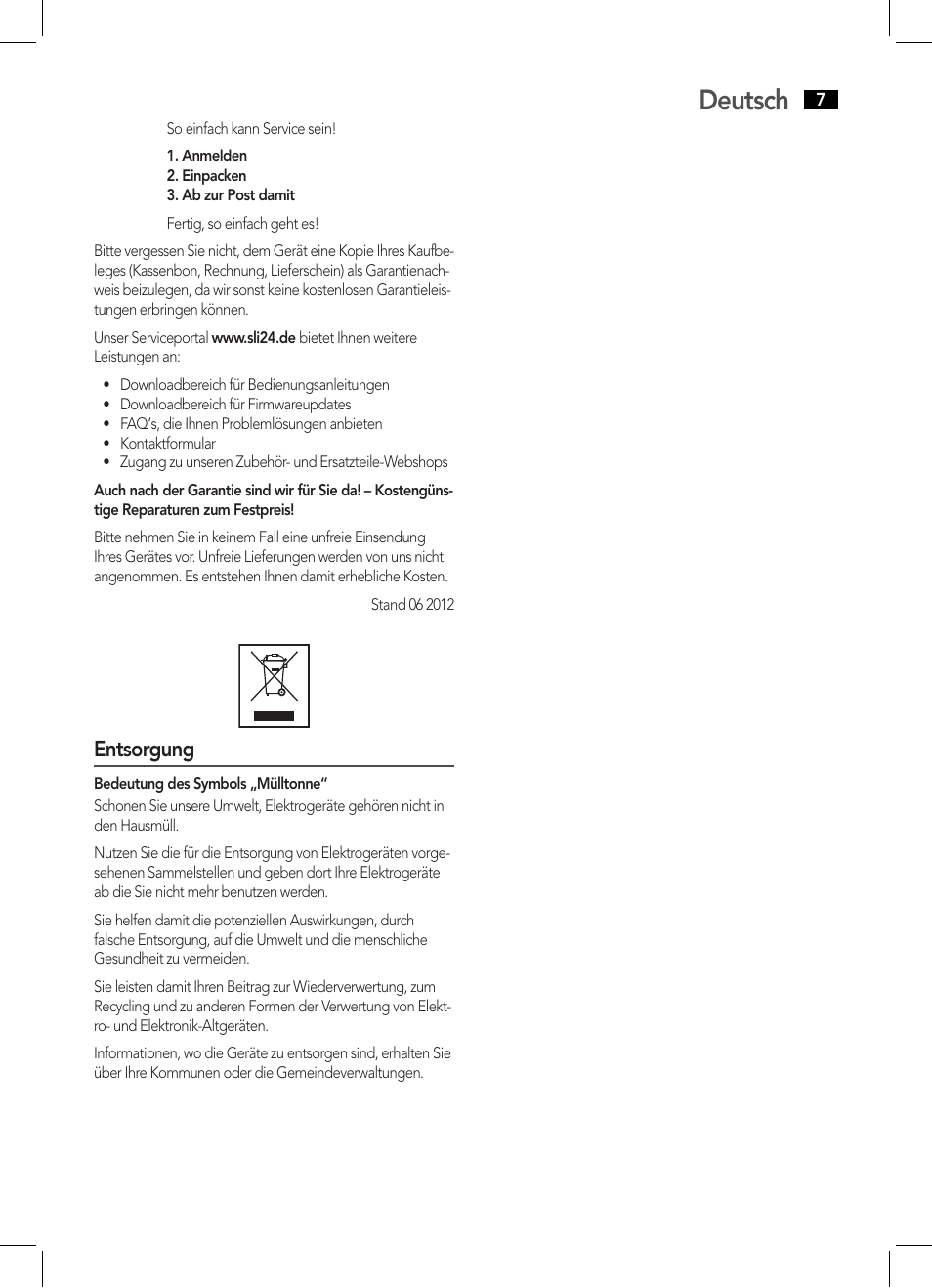 Deutsch, Entsorgung | AEG MM 5634 User Manual | Page 7 / 60