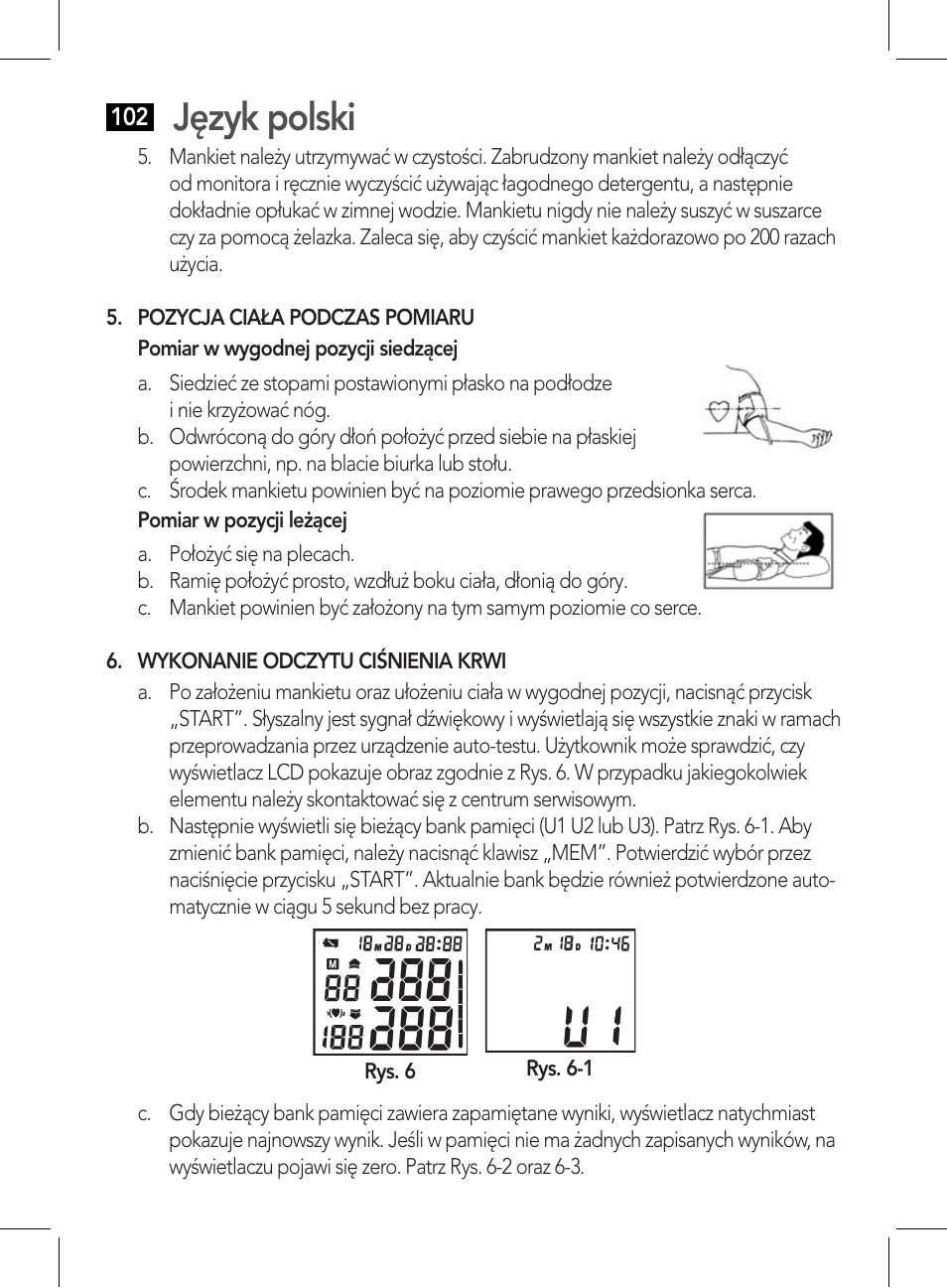 Wykonanie odczytu ciśnienia krwi, Język polski | AEG BMG 5612 User Manual | Page 102 / 166