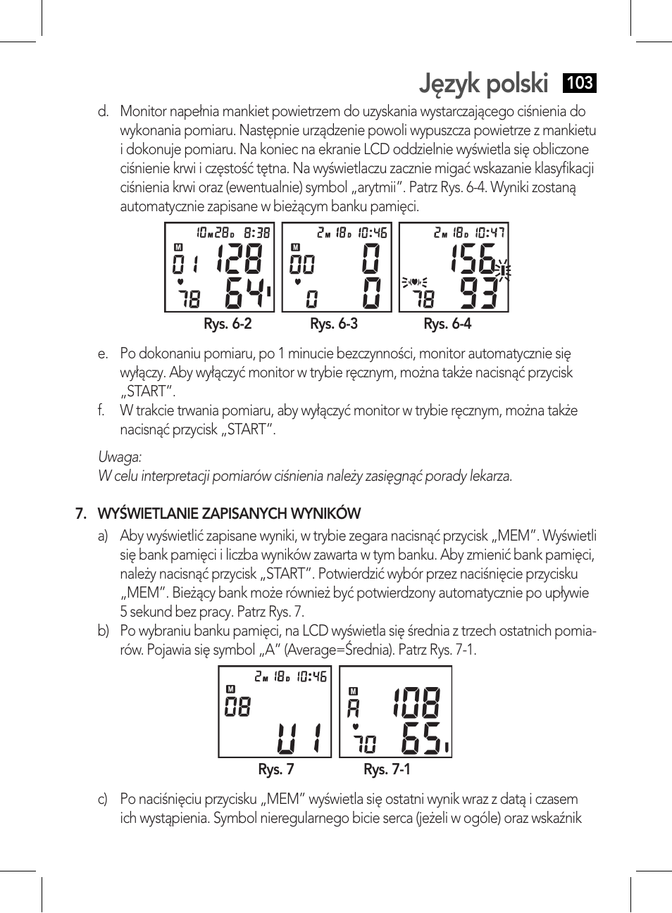 Wyświetlanie zapisanych wyników, Język polski | AEG BMG 5612 User Manual | Page 103 / 166