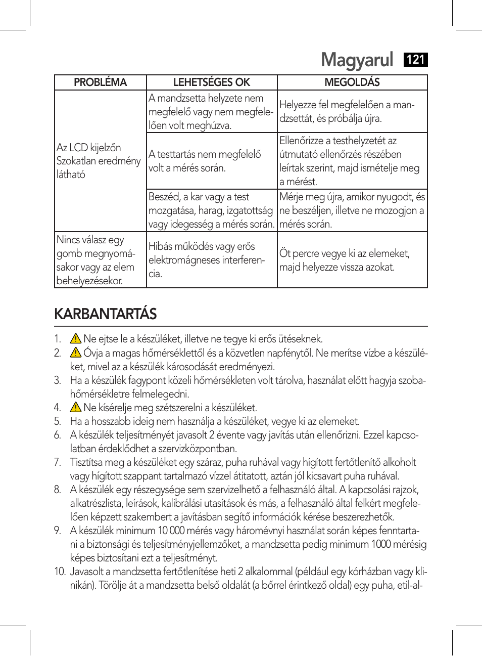 Hibaelhárítás (2), Magyarul, Karbantartás | AEG BMG 5612 User Manual | Page 121 / 166