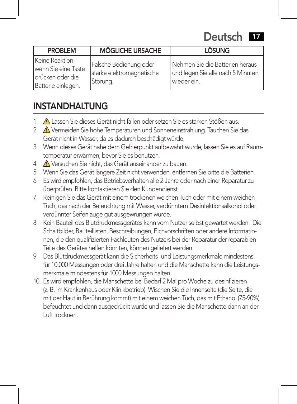 Deutsch, Instandhaltung | AEG BMG 5612 User Manual | Page 17 / 166