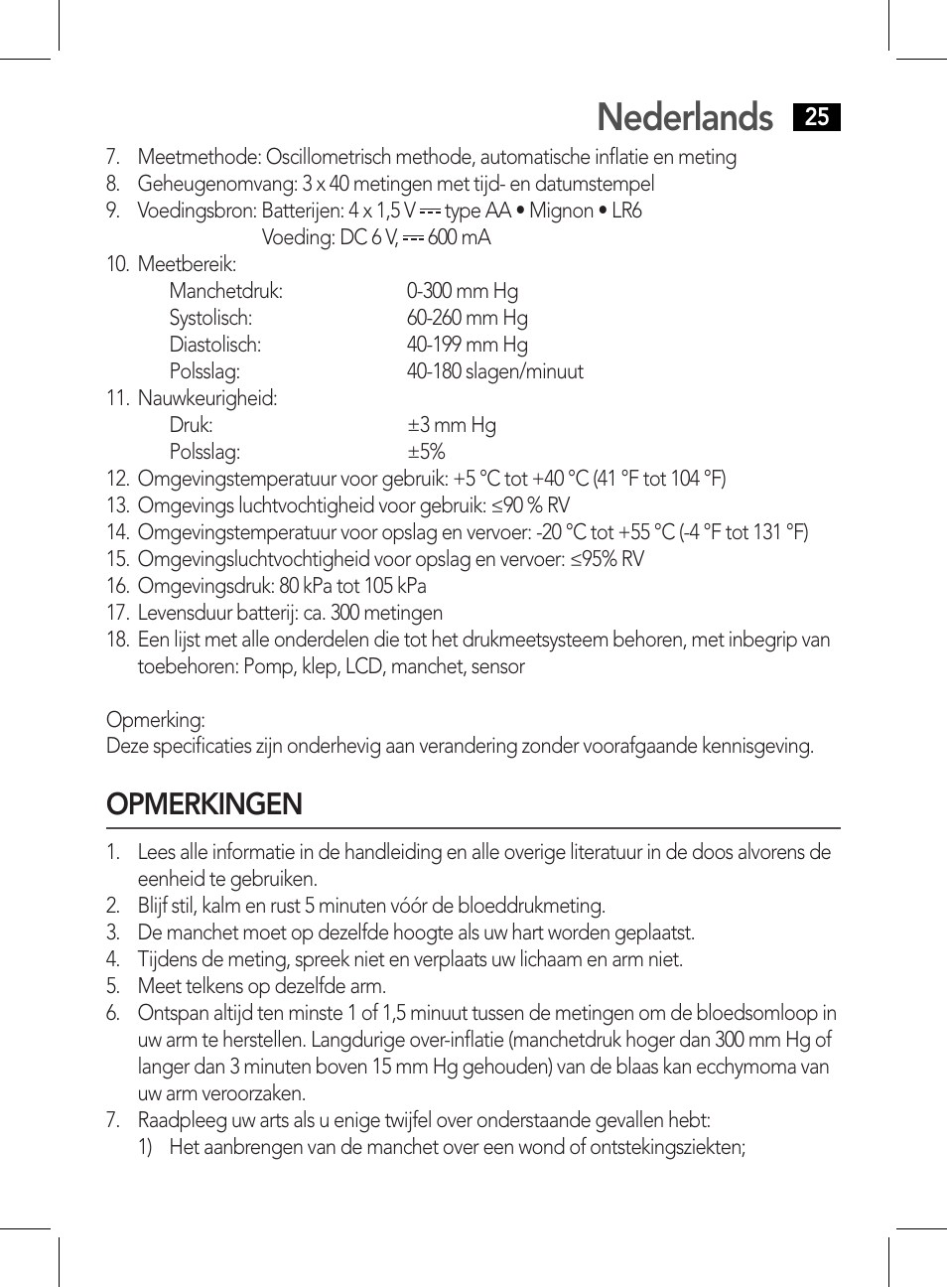 Opmerkingen, Nederlands | AEG BMG 5612 User Manual | Page 25 / 166