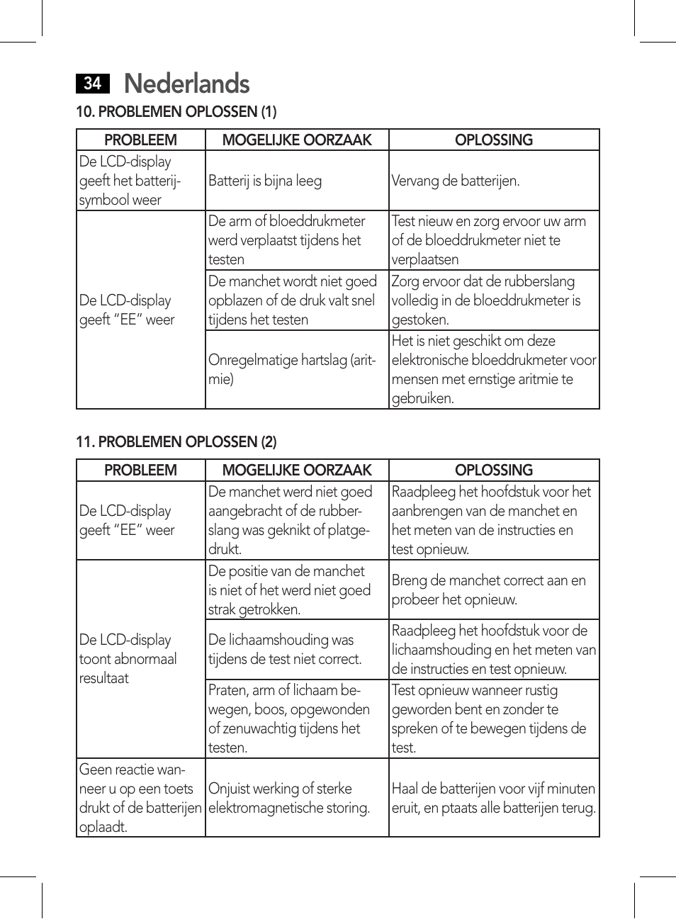 Problemen oplossen (2), Onderhoud, Nederlands | AEG BMG 5612 User Manual | Page 34 / 166