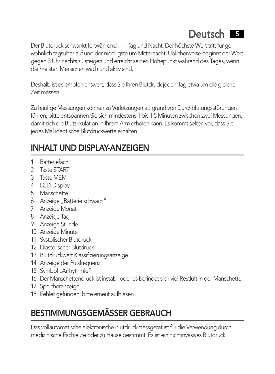 Deutsch, Inhalt und display-anzeigen, Bestimmungsgemässer gebrauch | AEG BMG 5612 User Manual | Page 5 / 166