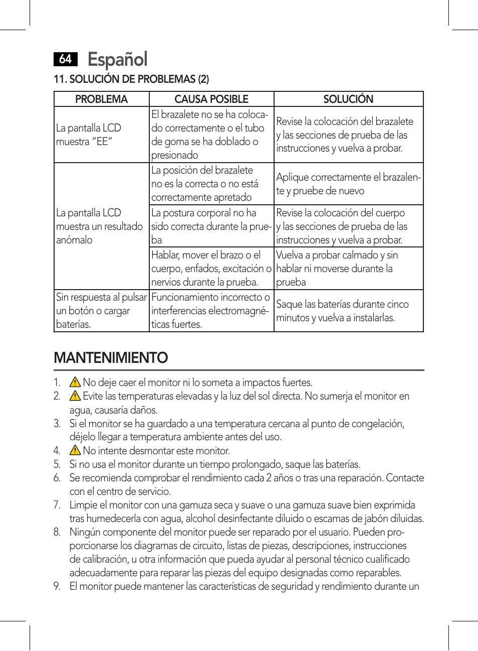 Mantenimiento, Español | AEG BMG 5612 User Manual | Page 64 / 166
