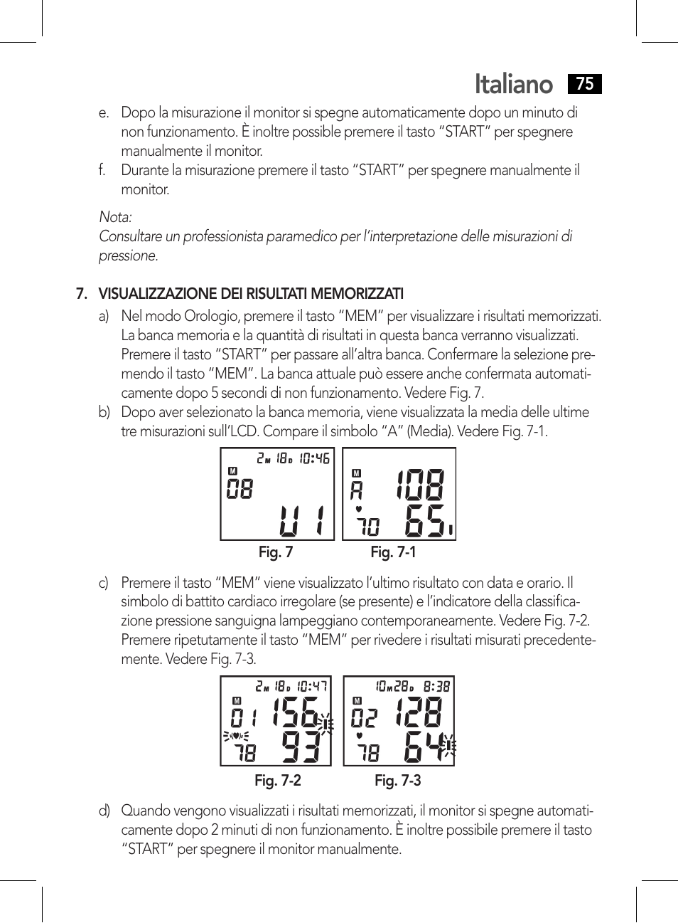Cancellazione delle misurazioni dalla memoria, Italiano | AEG BMG 5612 User Manual | Page 75 / 166