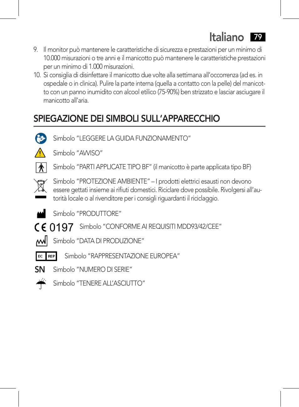 Italiano, Spiegazione dei simboli sull‘apparecchio | AEG BMG 5612 User Manual | Page 79 / 166