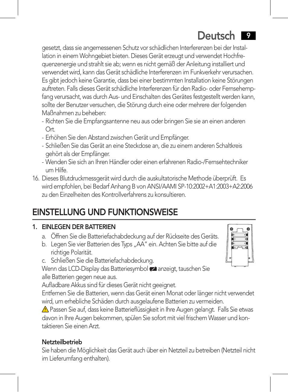 Einstellung und funktionsweise, Deutsch | AEG BMG 5612 User Manual | Page 9 / 166