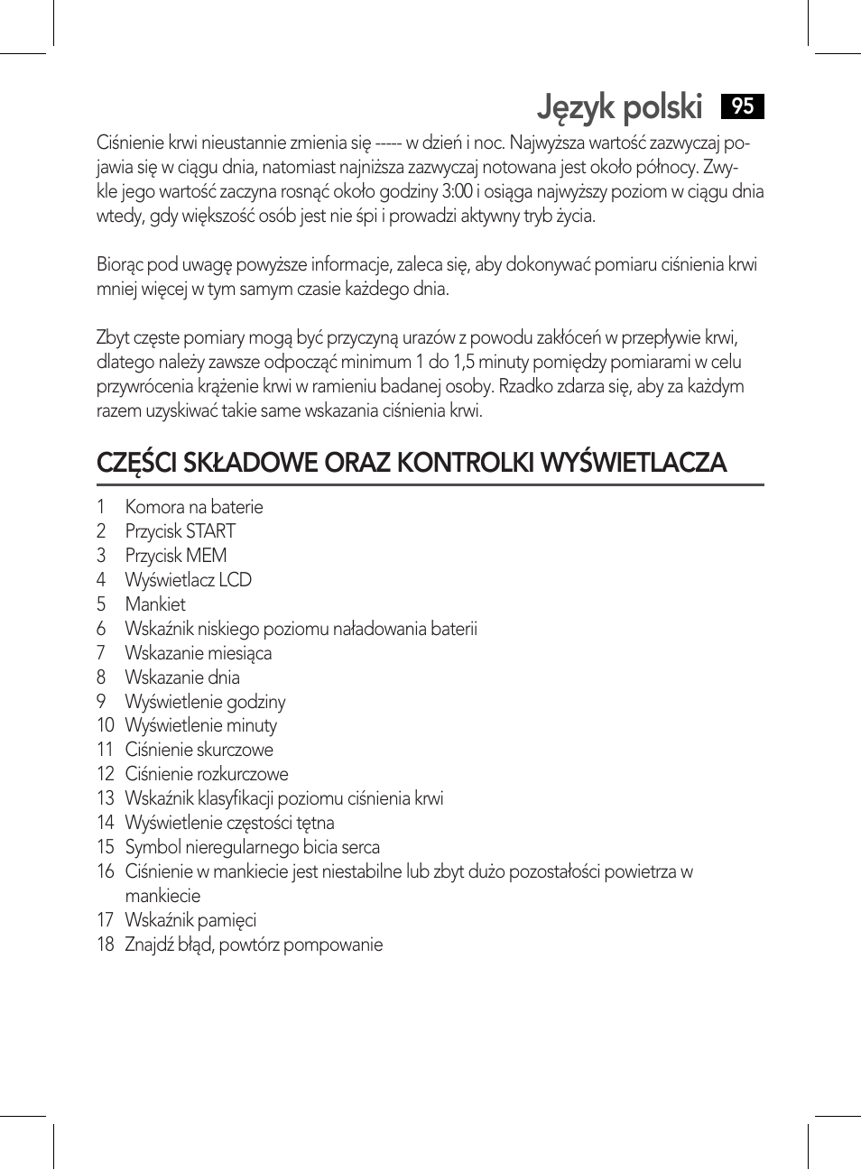 Części składowe oraz kontrolki wyświetlacza, Język polski | AEG BMG 5612 User Manual | Page 95 / 166