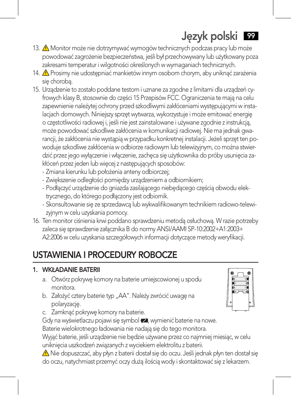 Język polski, Ustawienia i procedury robocze | AEG BMG 5612 User Manual | Page 99 / 166