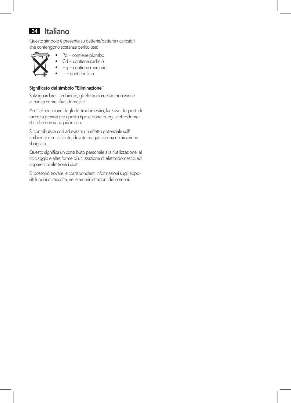 Italiano | AEG PW 5644 FA User Manual | Page 34 / 70