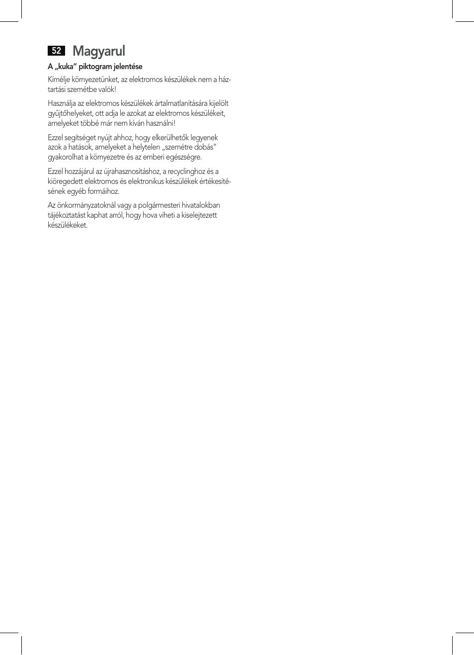 Magyarul | AEG PW 5644 FA User Manual | Page 52 / 70