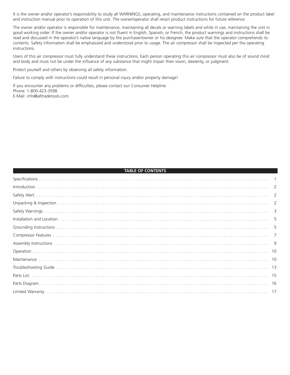 AllTrade 835446 User Manual | Page 2 / 21