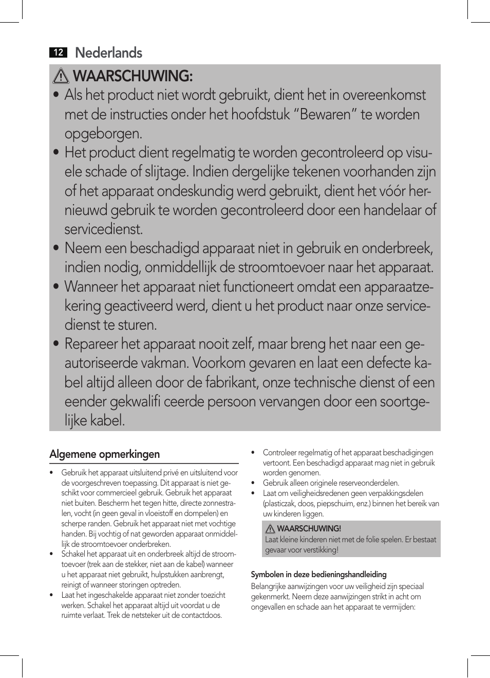 Nederlands | AEG WUB 5511 User Manual | Page 12 / 66