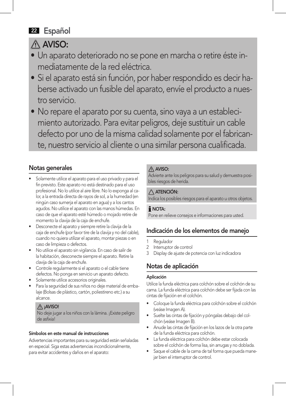 Español | AEG WUB 5511 User Manual | Page 22 / 66