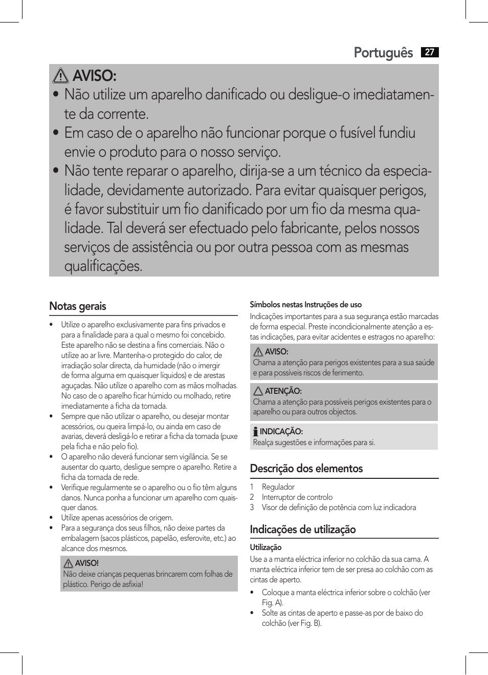 Português | AEG WUB 5511 User Manual | Page 27 / 66