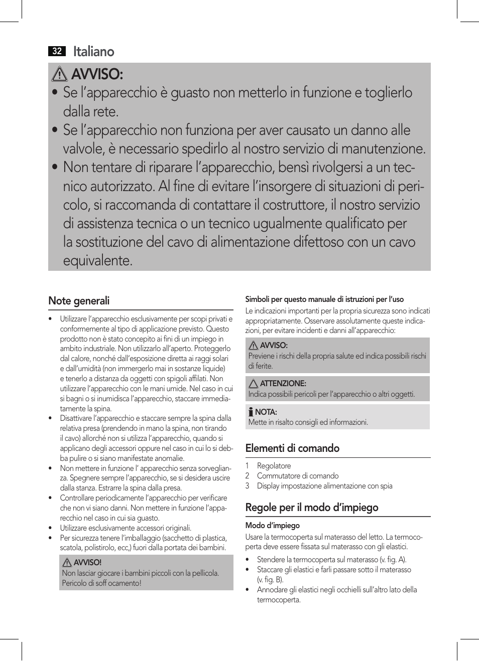 Italiano | AEG WUB 5511 User Manual | Page 32 / 66