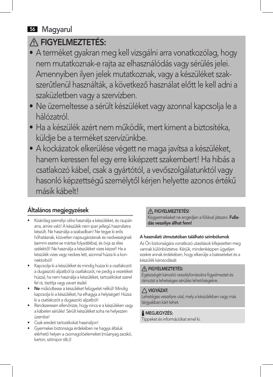 Magyarul | AEG WUB 5511 User Manual | Page 56 / 66