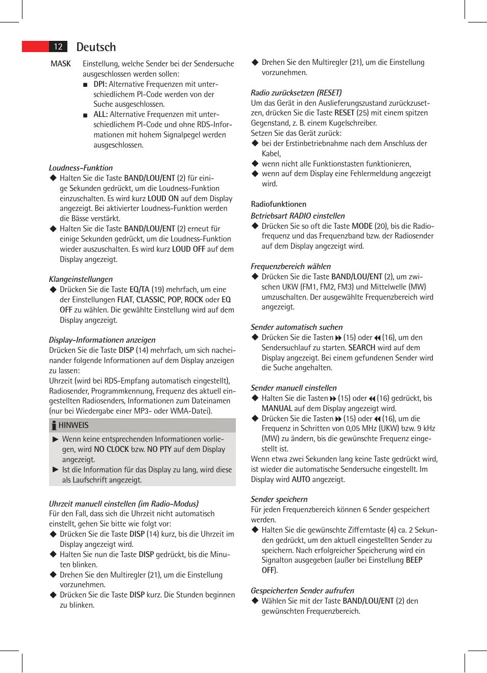 Deutsch | AEG AR 4020 User Manual | Page 12 / 90