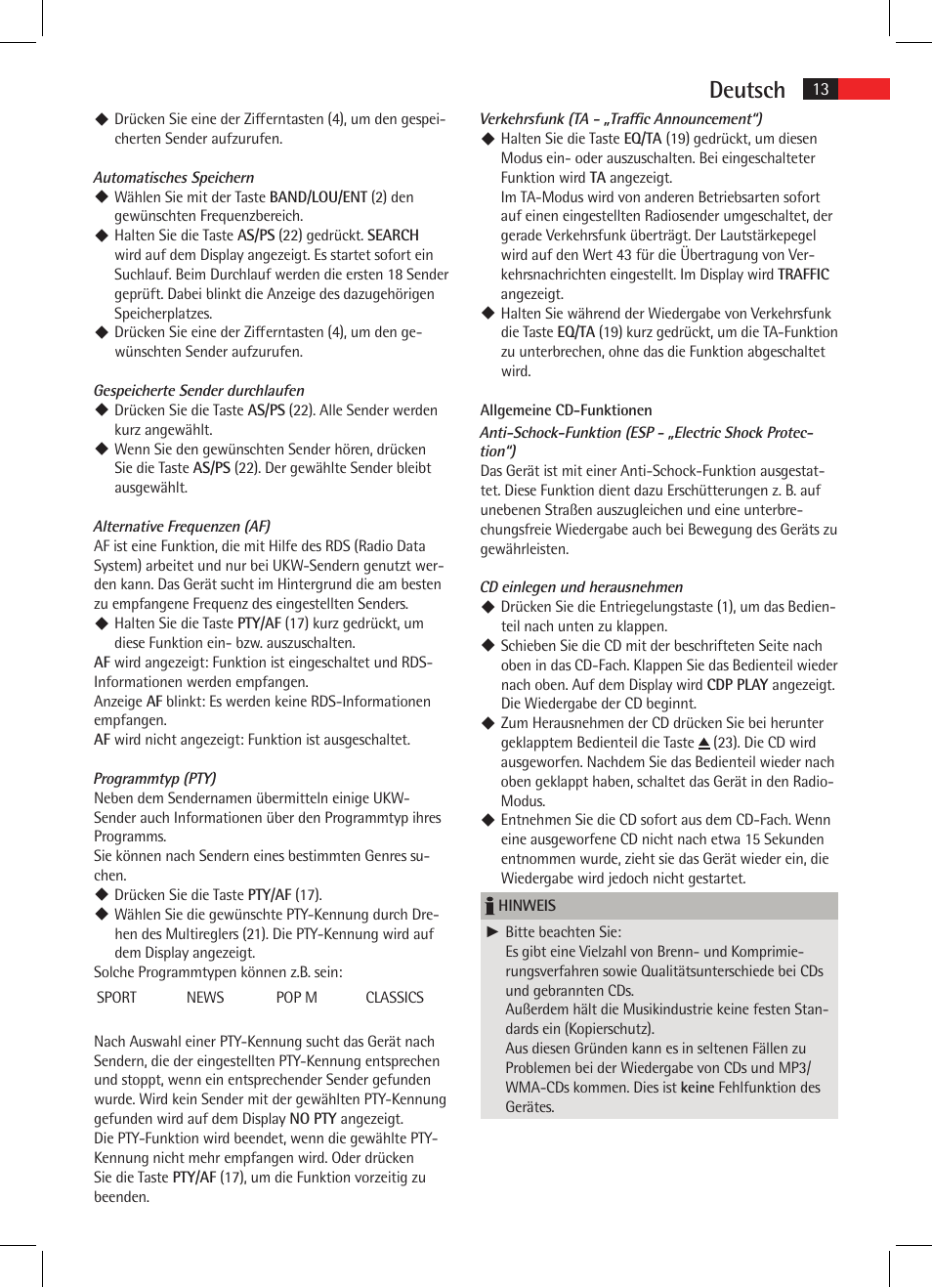 Deutsch | AEG AR 4020 User Manual | Page 13 / 90