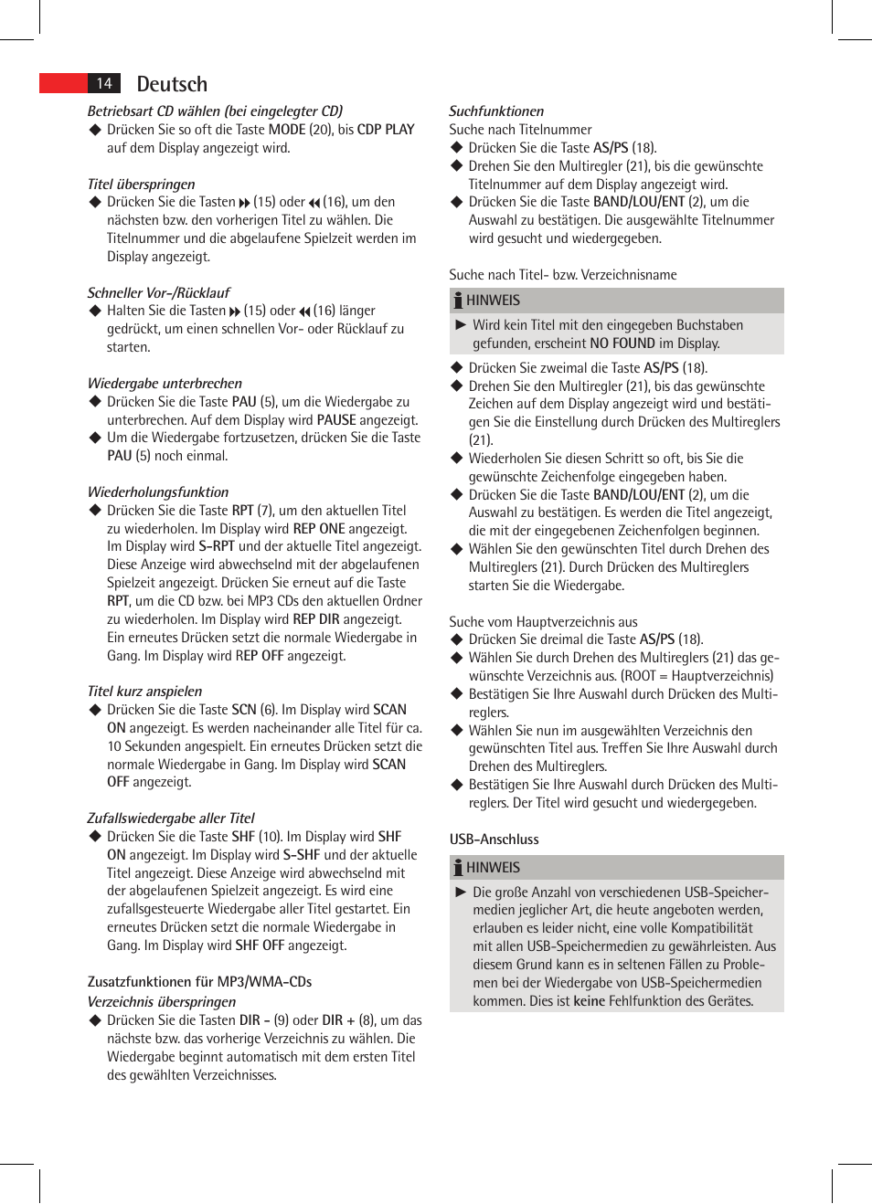 Deutsch | AEG AR 4020 User Manual | Page 14 / 90