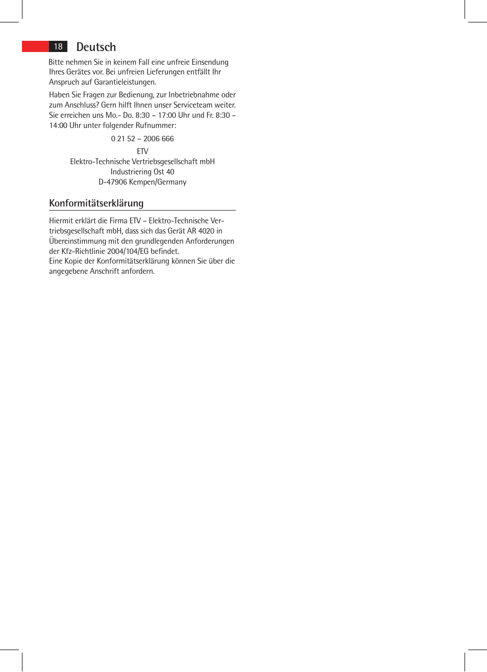 Deutsch | AEG AR 4020 User Manual | Page 18 / 90